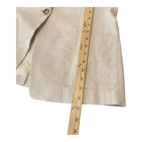 J Crew Womens Helena Blazer Size 14 Stretch Linen Blend Flax Ivory Jacket - Picture 6 of 10
